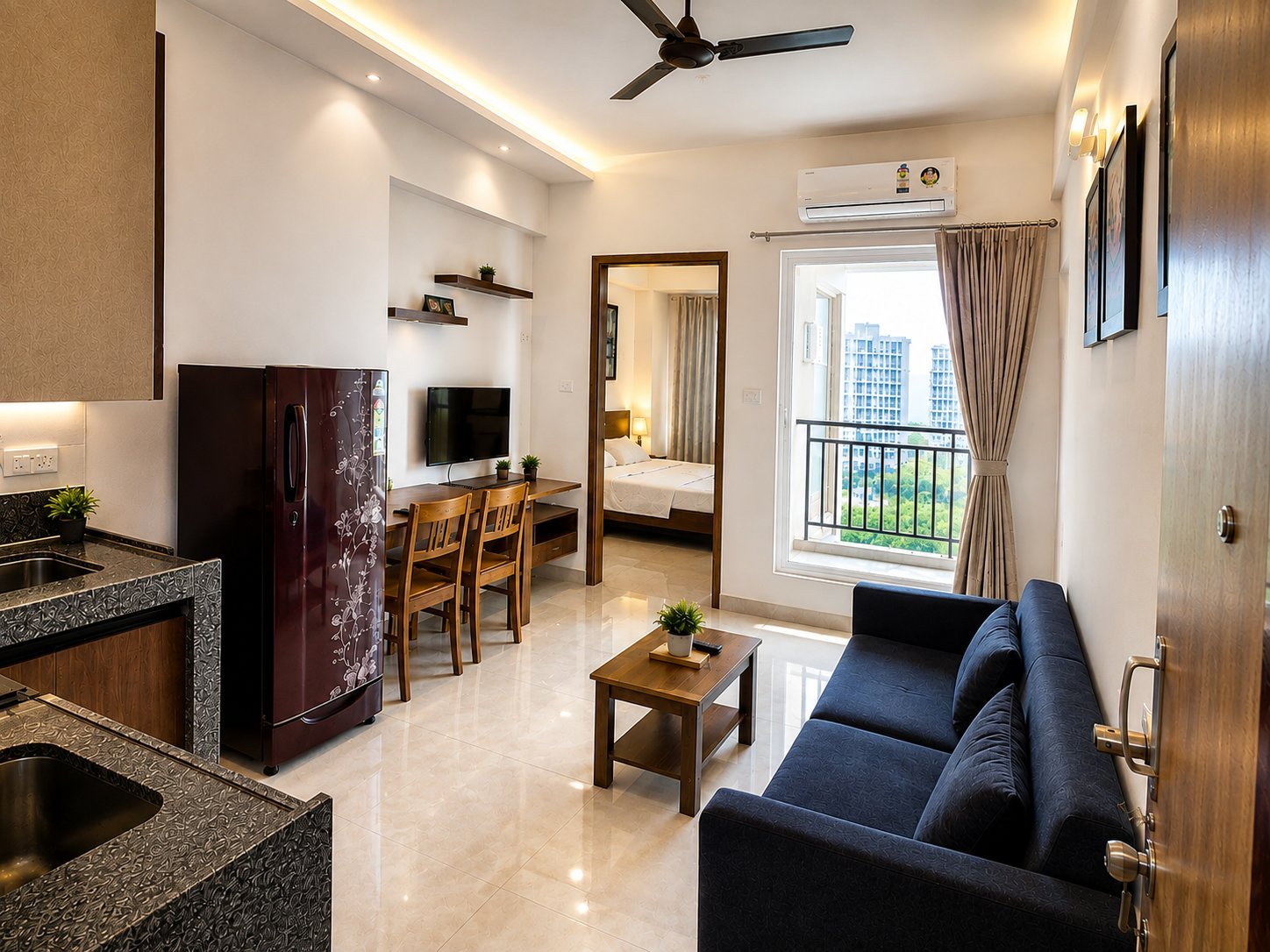 1 BHK फ्रंट / लिविंग रूम - Akaay Buildtech